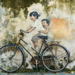 Graffiti of a children on a bicycle